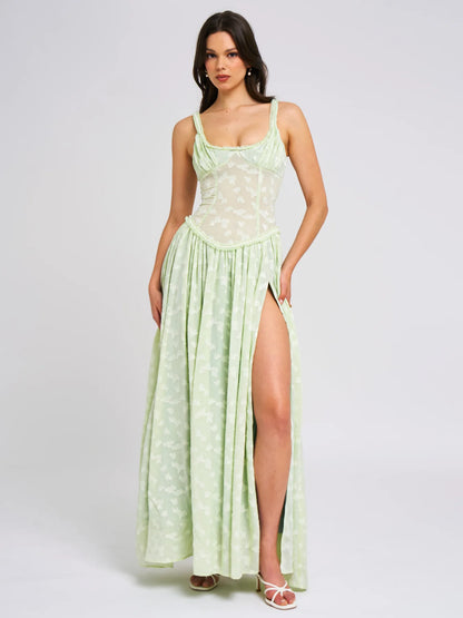 Alyia Lux Weave High Slit Maxi Dress