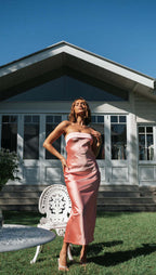 Back Elastic Knit Solid  Dress aclosy