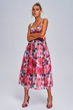 Floral Chiffon Strap Tube Top Dress New Retro aclosy