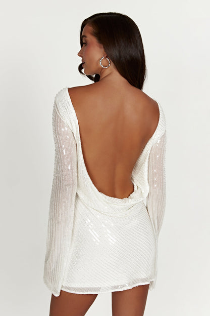 Tava Backless White Cocktail Dress