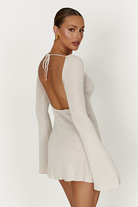 Tery Elegant Backless Knitted Mini Dress