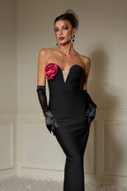 Celika Trim Deep V Strapless Bandage Evening Maxi Dress aclosy