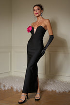 Celika Trim Deep V Strapless Bandage Evening Maxi Dress aclosy