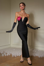 Celika Trim Deep V Strapless Bandage Evening Maxi Dress aclosy