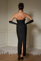 Celika Trim Deep V Strapless Bandage Evening Maxi Dress aclosy