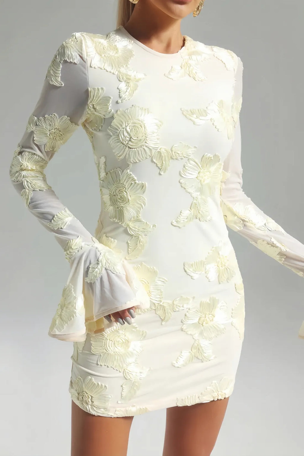 Eleka Mesh Mini Sleeved Dress