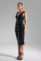 Venaly Rhinestone Bandage Black Dress