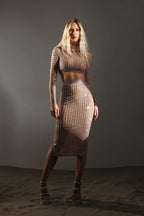 Hot Girl Women's Fashion Rivet Elastic Tight Skirt Suit aclosy