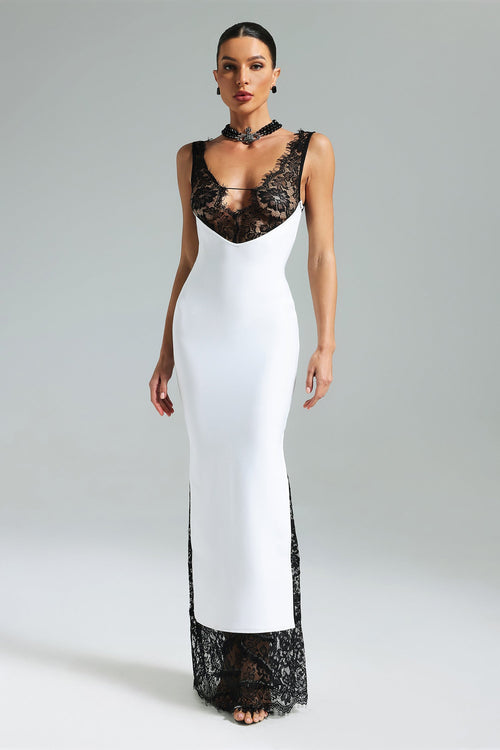 MARIAN GORGEOUS DEEP V NECK MAXI DRESS (Copy) Aclosy