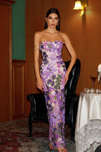 Aleka strapless mesh sequin maxi backless dress