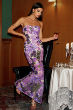 Aleka strapless mesh sequin maxi backless dress