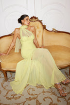 Maliya Halter Mesh Slit Maxi Dress