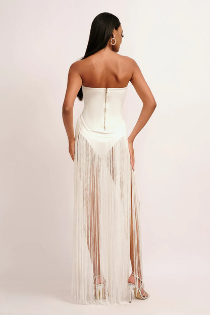Alara Fringe Sleeveless Strapless Tassel Bandage Bodysuit