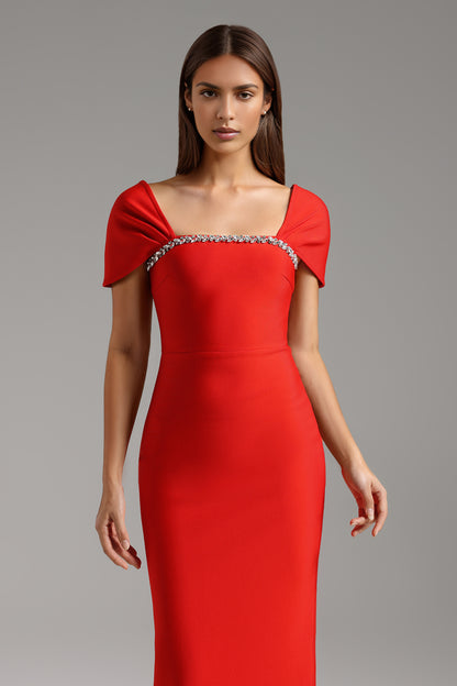 Allure Diamond Maxi Red Dress