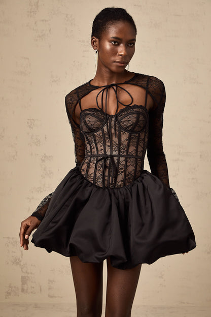 ALAYA CORSET SNATCHED MINI SKIRT