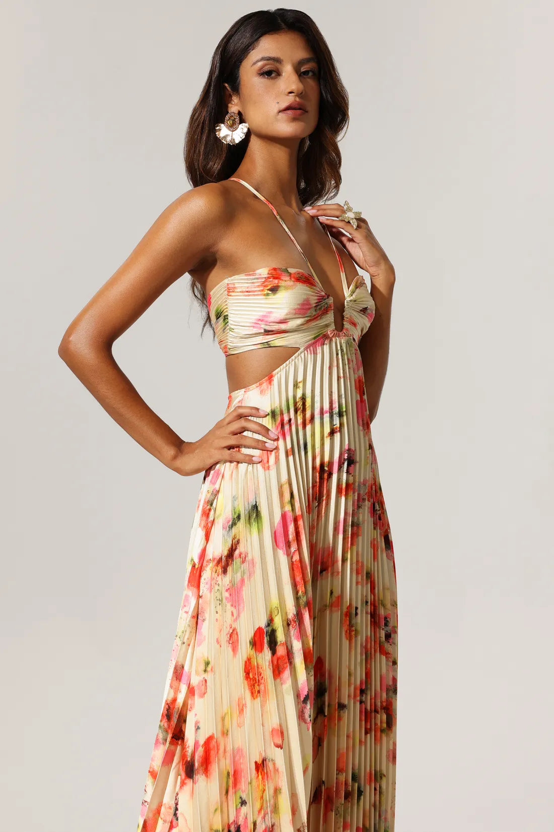 Cinderella Floral Halter Maxi Dress