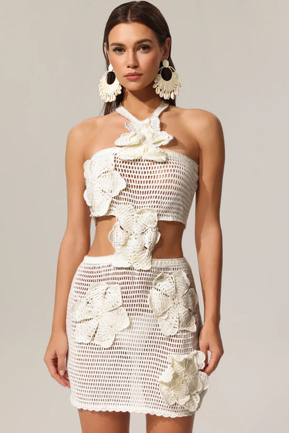 Jella Knitted Flower Mini Dress