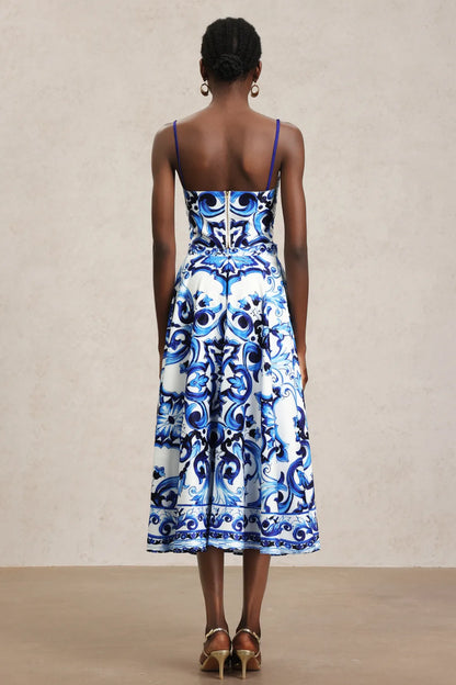 Alenna Halter Floral Printed Top And Skirt Two-Piece Set