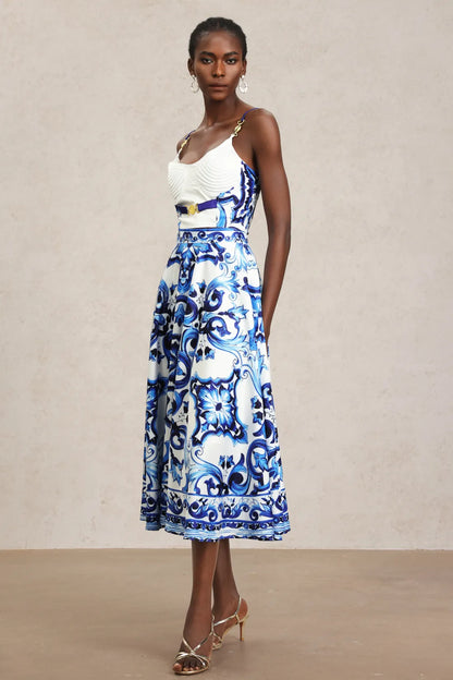 Alenna Halter Floral Printed Top And Skirt Two-Piece Set