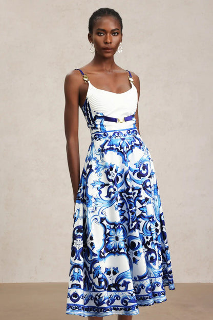 Alenna Halter Floral Printed Top And Skirt Two-Piece Set