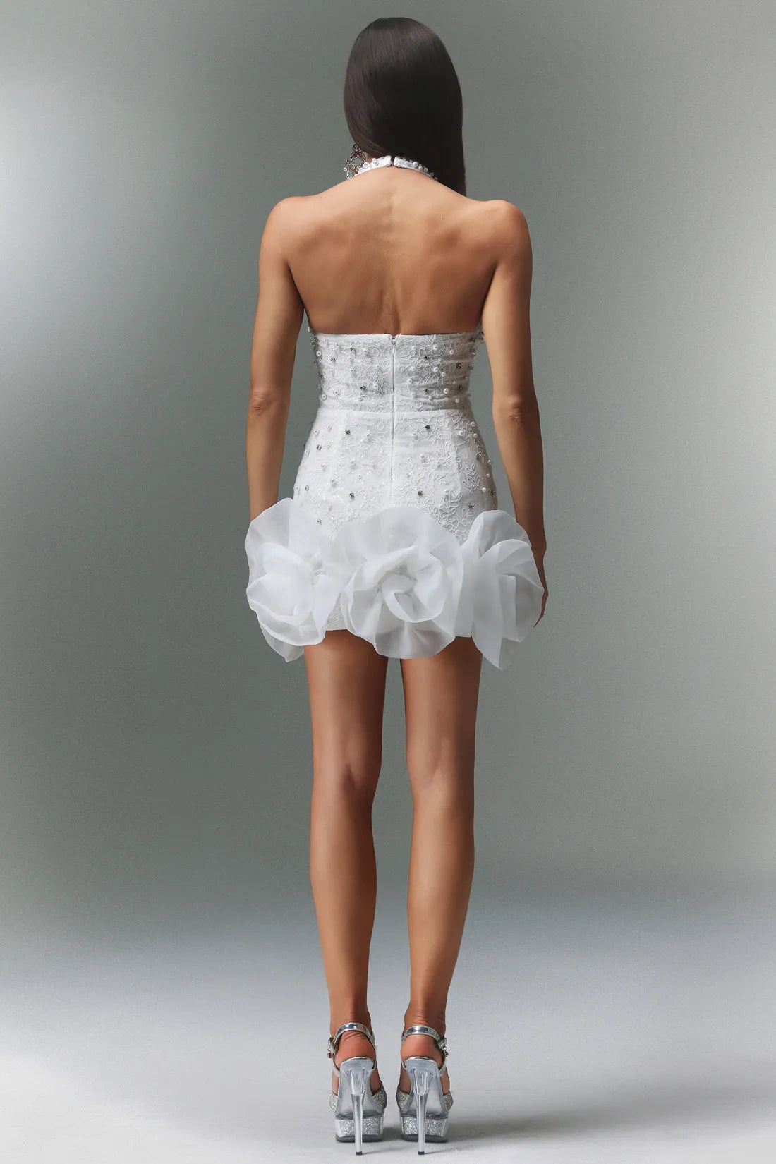 ALANA MINI WHITE RHINESTONE DRESS