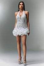 ALANA MINI WHITE RHINESTONE DRESS