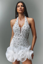 ALANA MINI WHITE RHINESTONE DRESS
