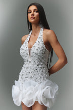 ALANA MINI WHITE RHINESTONE DRESS