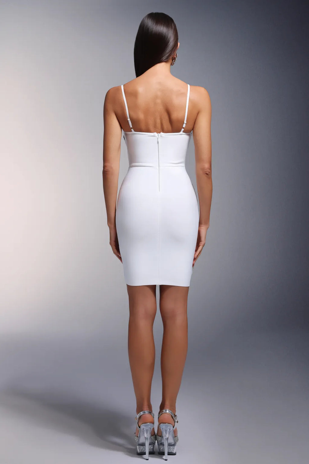 Nerila White Sequin White Party Dress