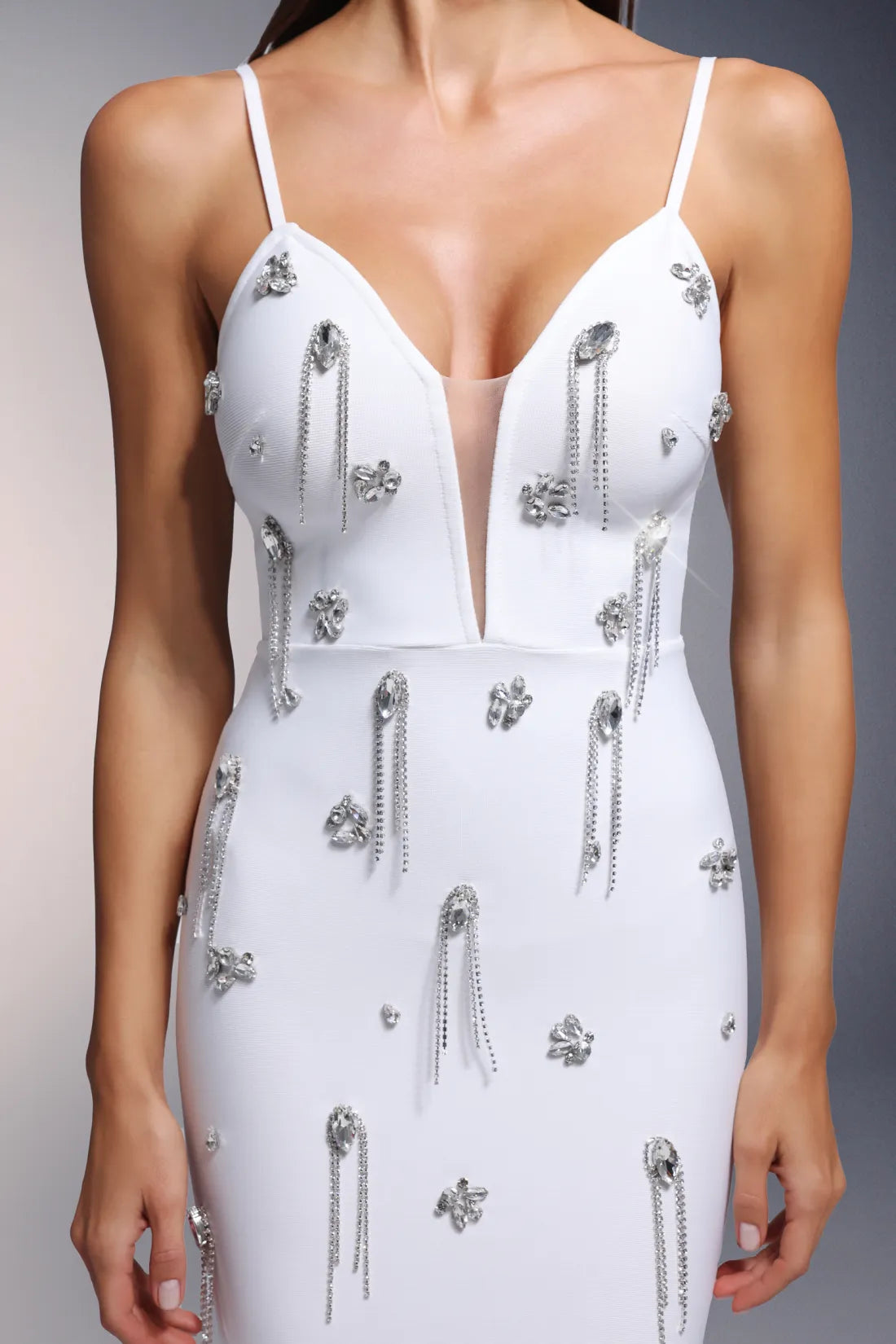 Nerila White Sequin White Party Dress