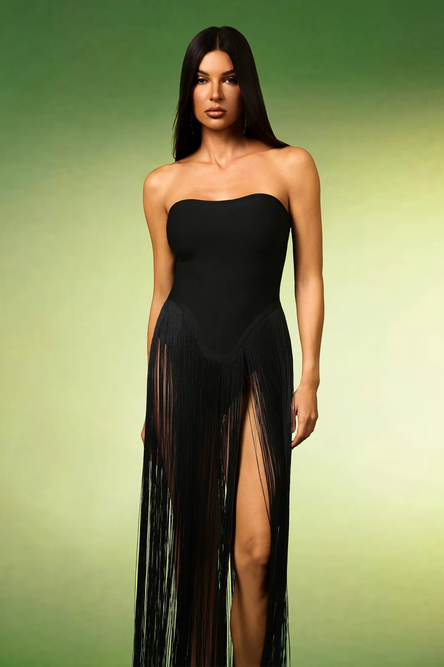 Alara Fringe Sleeveless Strapless Tassel Bandage Bodysuit