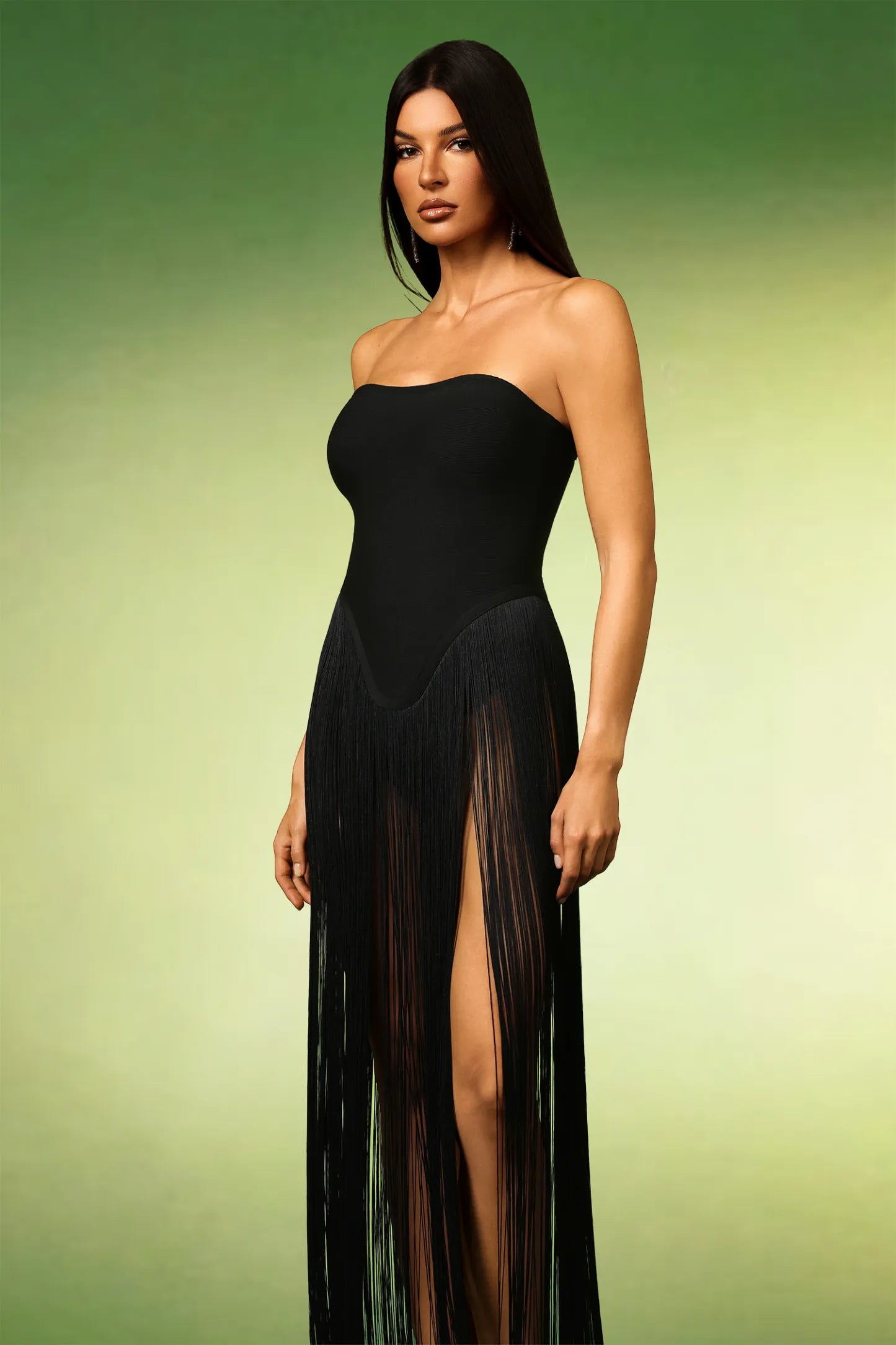 Alara Fringe Sleeveless Strapless Tassel Bandage Bodysuit