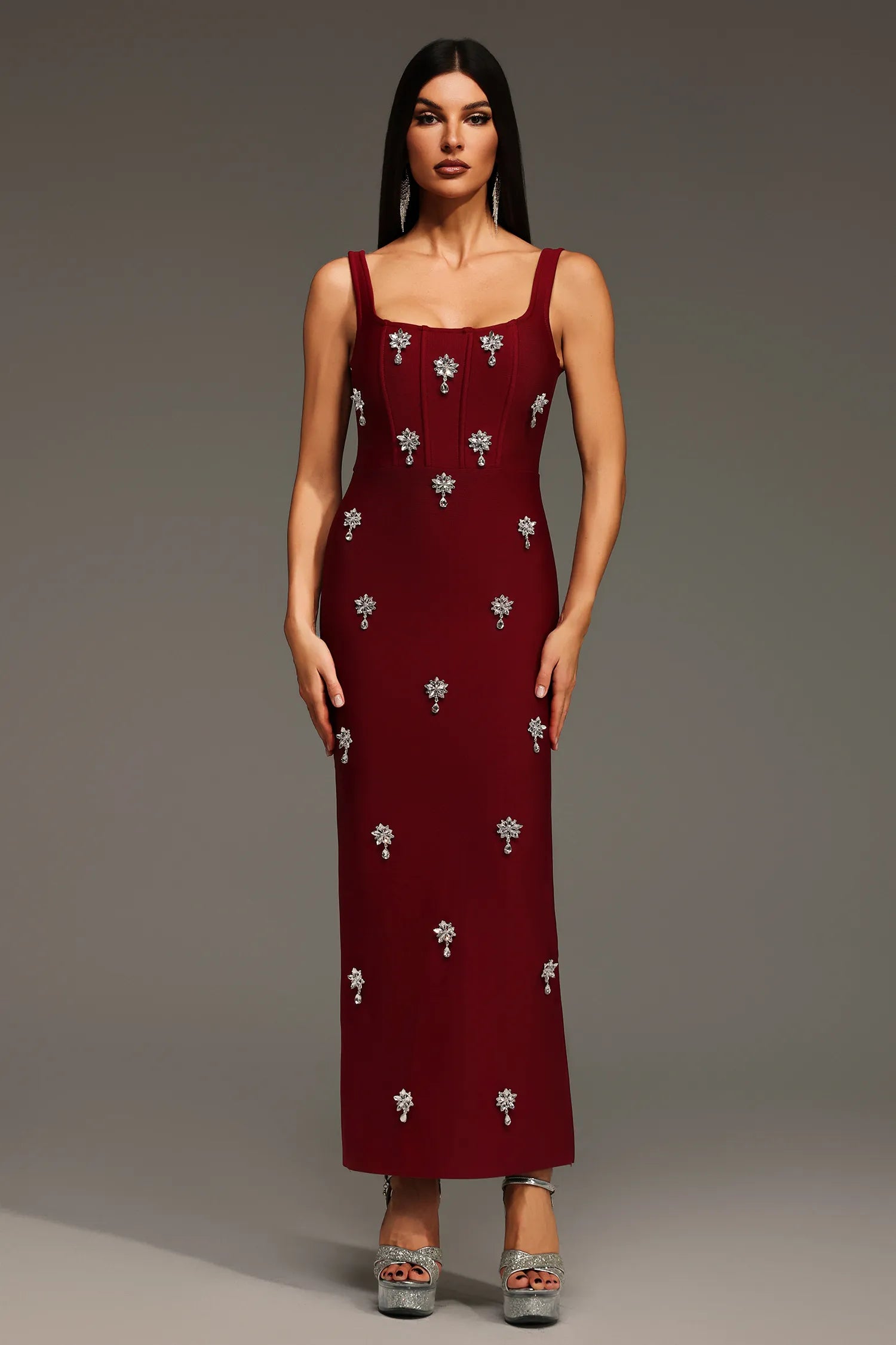 elegant red maxi dress RENNA ELEGANT RED MAXI DRESS – Aclosy
