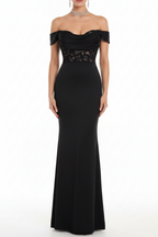 Taria Off-shoulder Lace Stitching Evening Prom Dress
