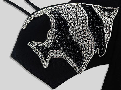 Alyia cutout black guest maxi dress