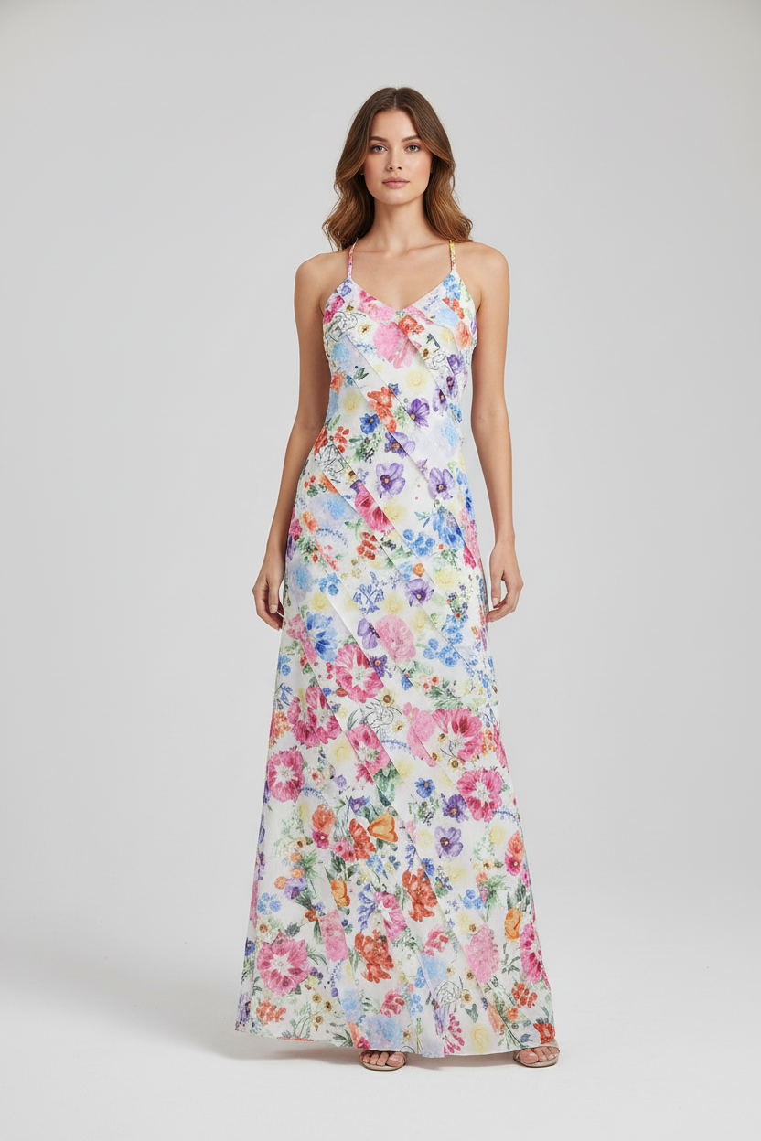 Salina Ruffle-Trim Resort Slip Maxi Dress