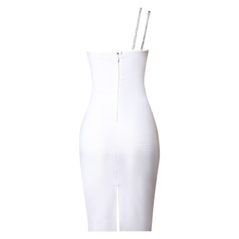 Women's Cutout Slanted Shoulder Tube Top Dress aclosy