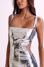 Sequin Sling Square Collar Backless Elite Dress-RESTOCK aclosy