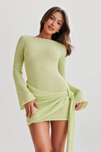 Dera mesh sleeved mini backless dress