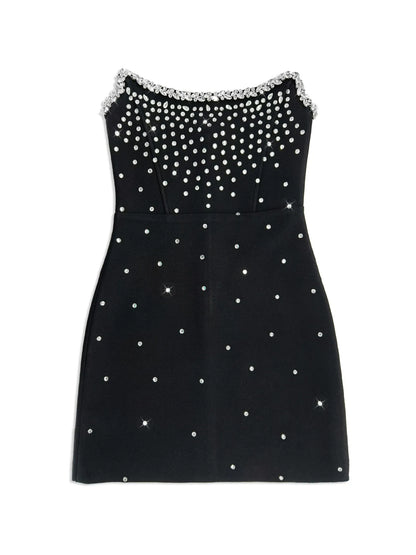 Dera Crystal Mini Black Party Dress