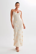 New Suspender Sleeveless Dress Three-dimensional Flower Heavy Industry Knitted Backless Tie aclosy