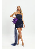 Sequin Purple Tube Top Irregular Dress Aclosy