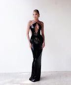 Nightclub Hollow Halter Backless Dress aclosy