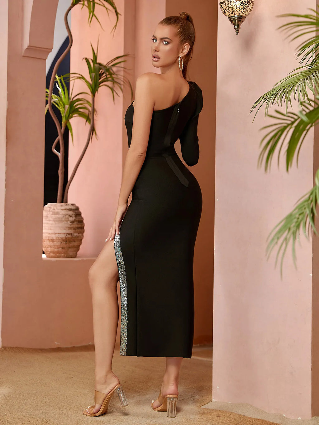 Salina Off Shoulder Slit Party Dress