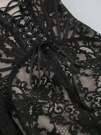 Alyia Lace Ruche Corset Celeb Dress-Black