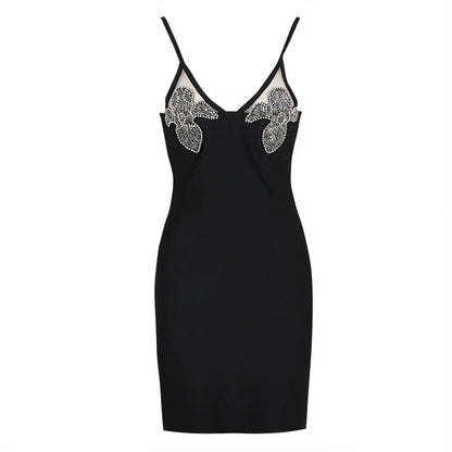 Della Sling Mini Black Party Dress