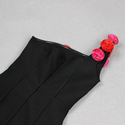 Alyia One Shoulder Red Rose Mid Dress