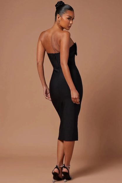 Elena Off Shoulder Corset Heart Style Dress-Black