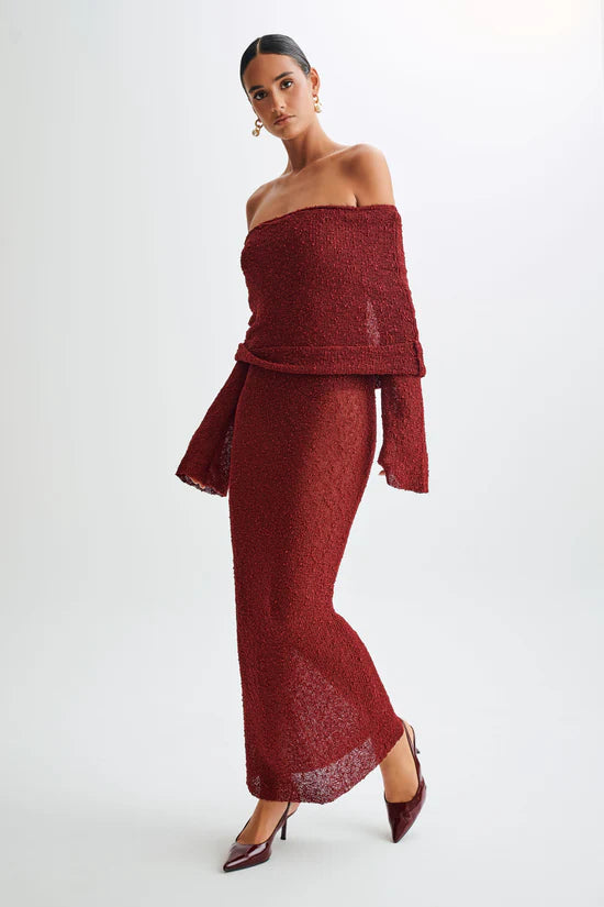 Chic Aerla Off Shoulder Boucle Maxi Dress