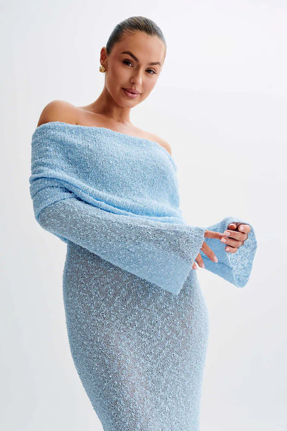 Chic Aerla Off Shoulder Boucle Maxi Dress